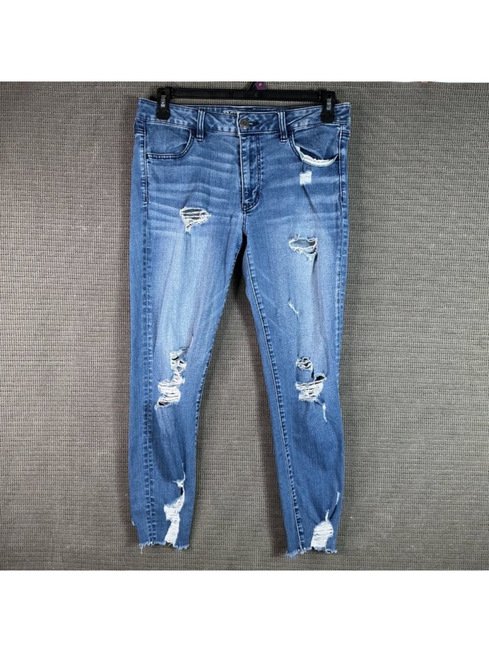 American Eagle Outfitters Women's Distressed Skinny Jeggings Size 12 Blue Denim